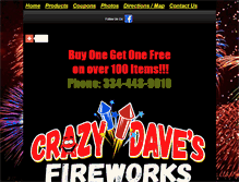 Tablet Screenshot of crazydavesfireworks.net
